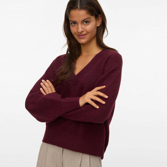 Bluzë VERO MODA VMBOOM LS V-NECK PULLOVER NOOS