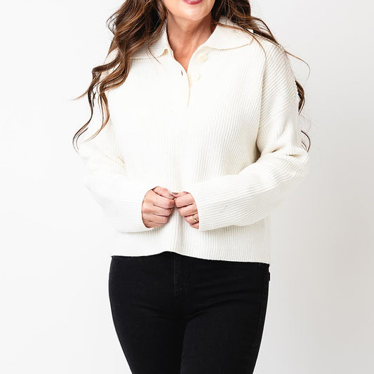 Bluzë VERO MODA VMLUNA LS POLONECK SHORT PULLOVER