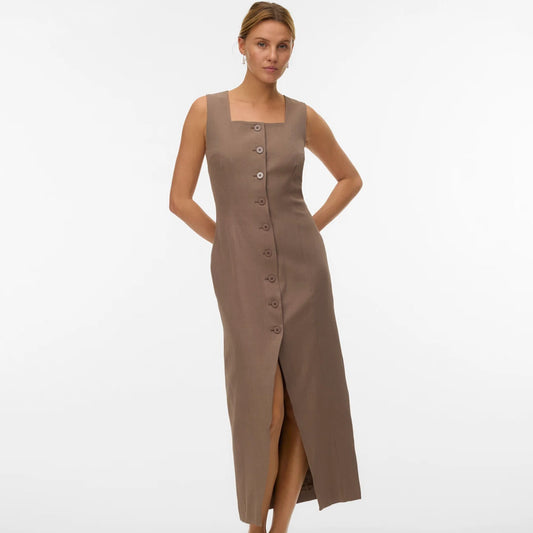 Fustan VERO MODA VMALESSIA SL LONG BUTTON DRESS