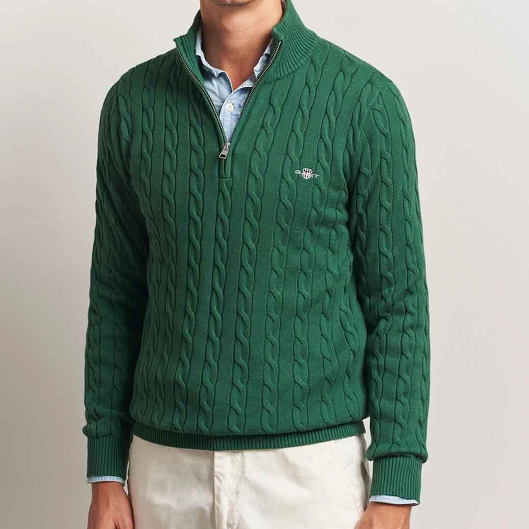 Xhemper GANT COTTON CABLE HALF ZIP