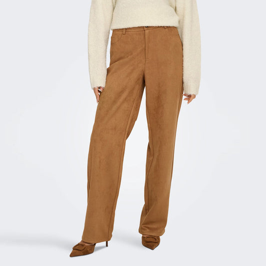 Pantallona ONLY ONLINA LIFE MW STR FAUX SUEDE PANT