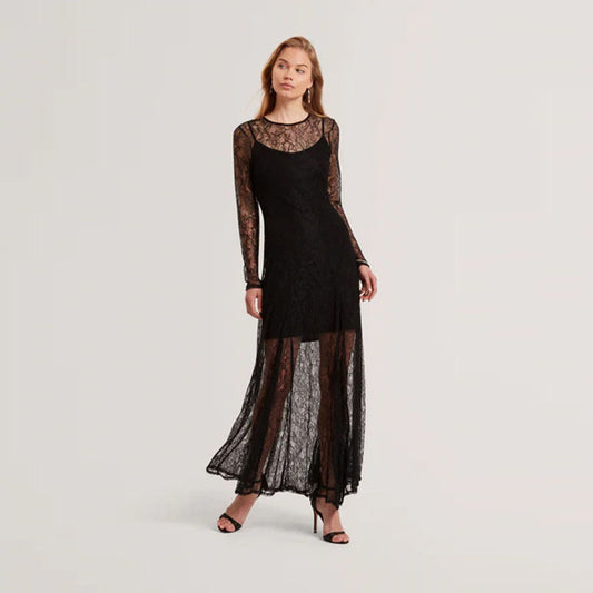 Fustan TED BAKER Long Sleeve Lace Maxi Dress