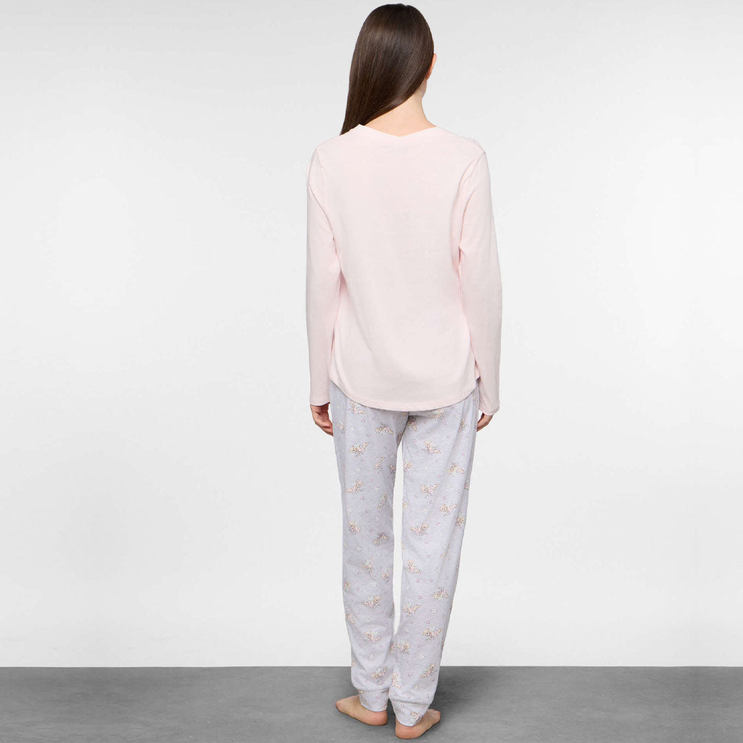 Pizhame Upim L/S PYJAMAS ROSA/GRIGIO