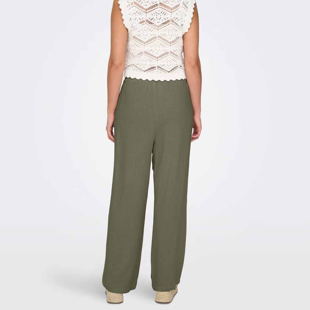Pantallona Only ONLSIESTA MW PULL-UP LINEN BL PNT NOOS