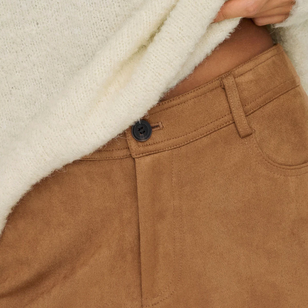 Pantallona ONLY ONLINA LIFE MW STR FAUX SUEDE PANT
