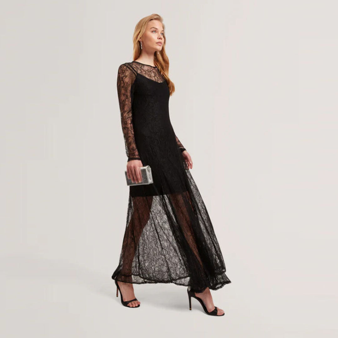 Fustan TED BAKER Long Sleeve Lace Maxi Dress