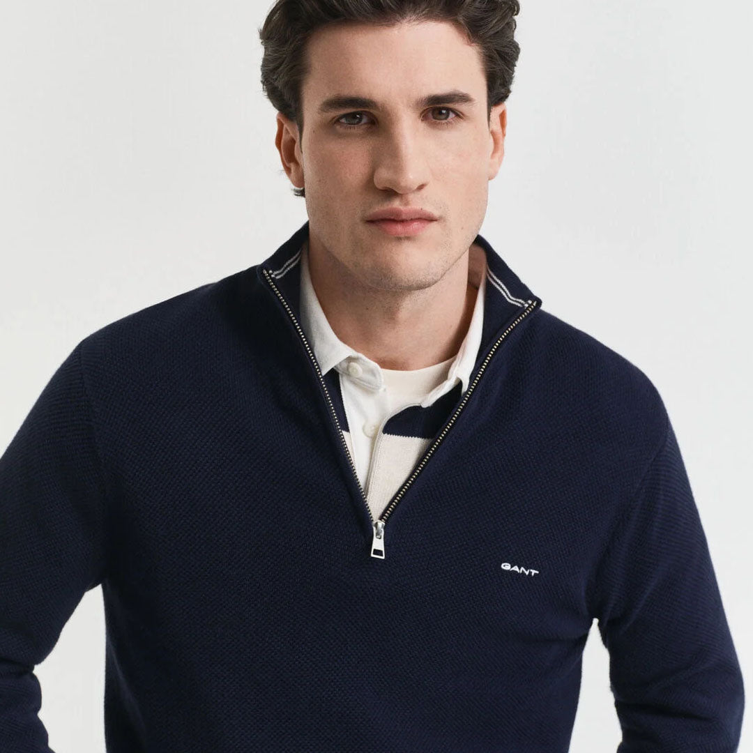 Bluzë GANT TEXTURED COTTON MERINO HALF ZIP
