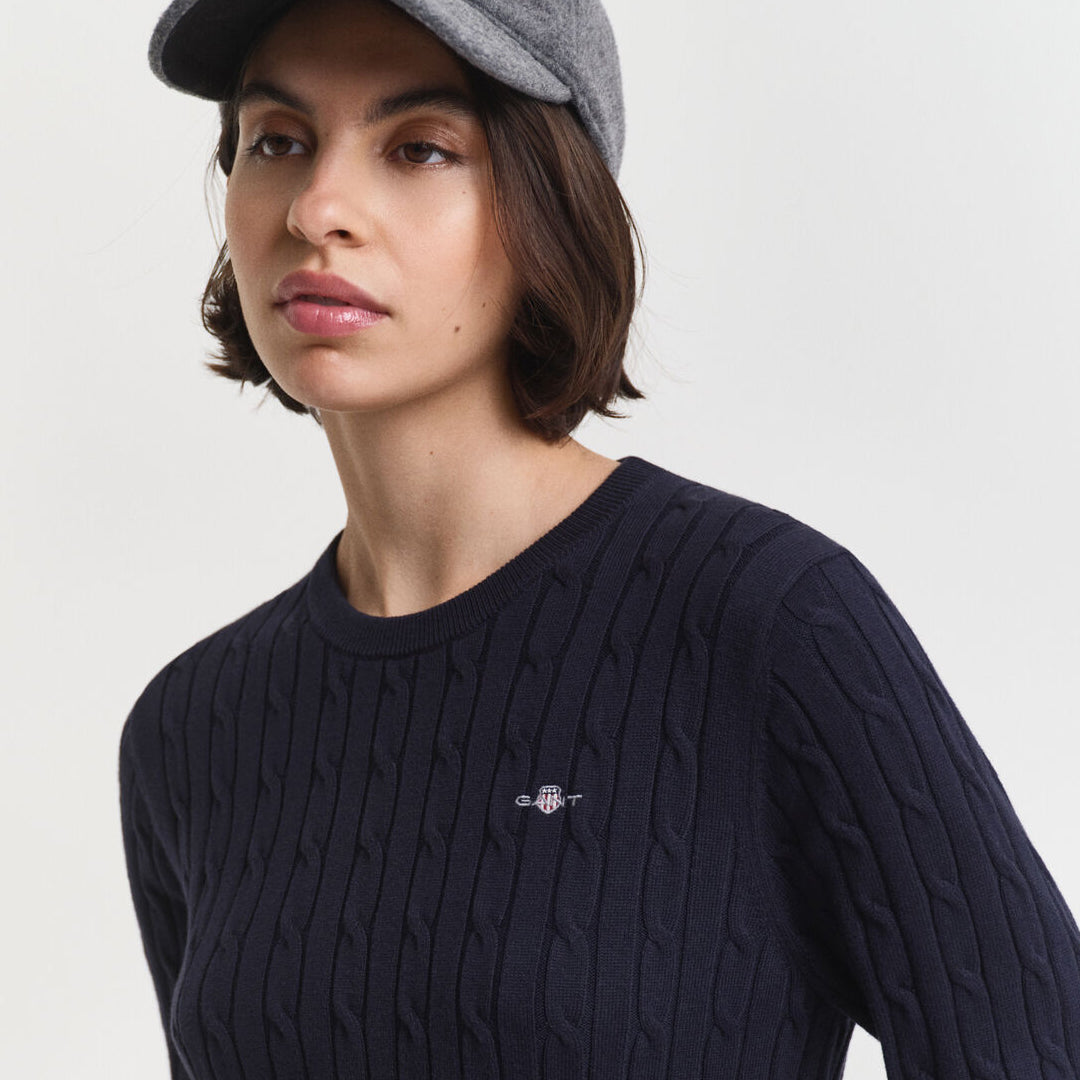 Fustan GANT STRETCH COTTON CABLE C-NECK DRESS