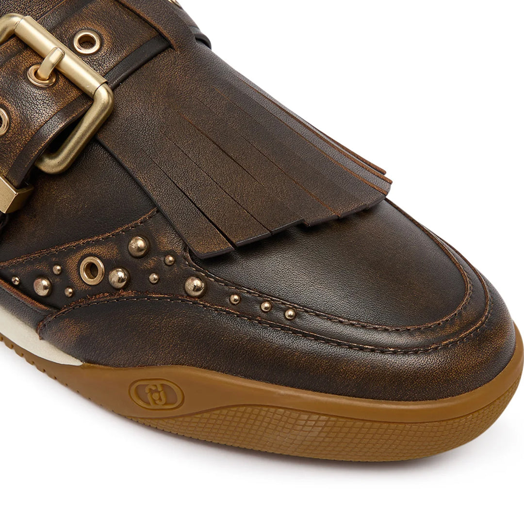 Patikë Liu Jo LEWIS 06 - SNEAKER DISTRESSED LEATHER BROWN