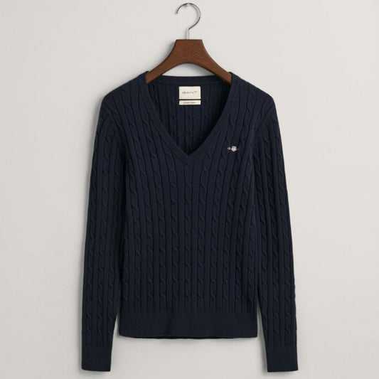 Xhemper GANT STRETCH COTTON CABLE V-NECK