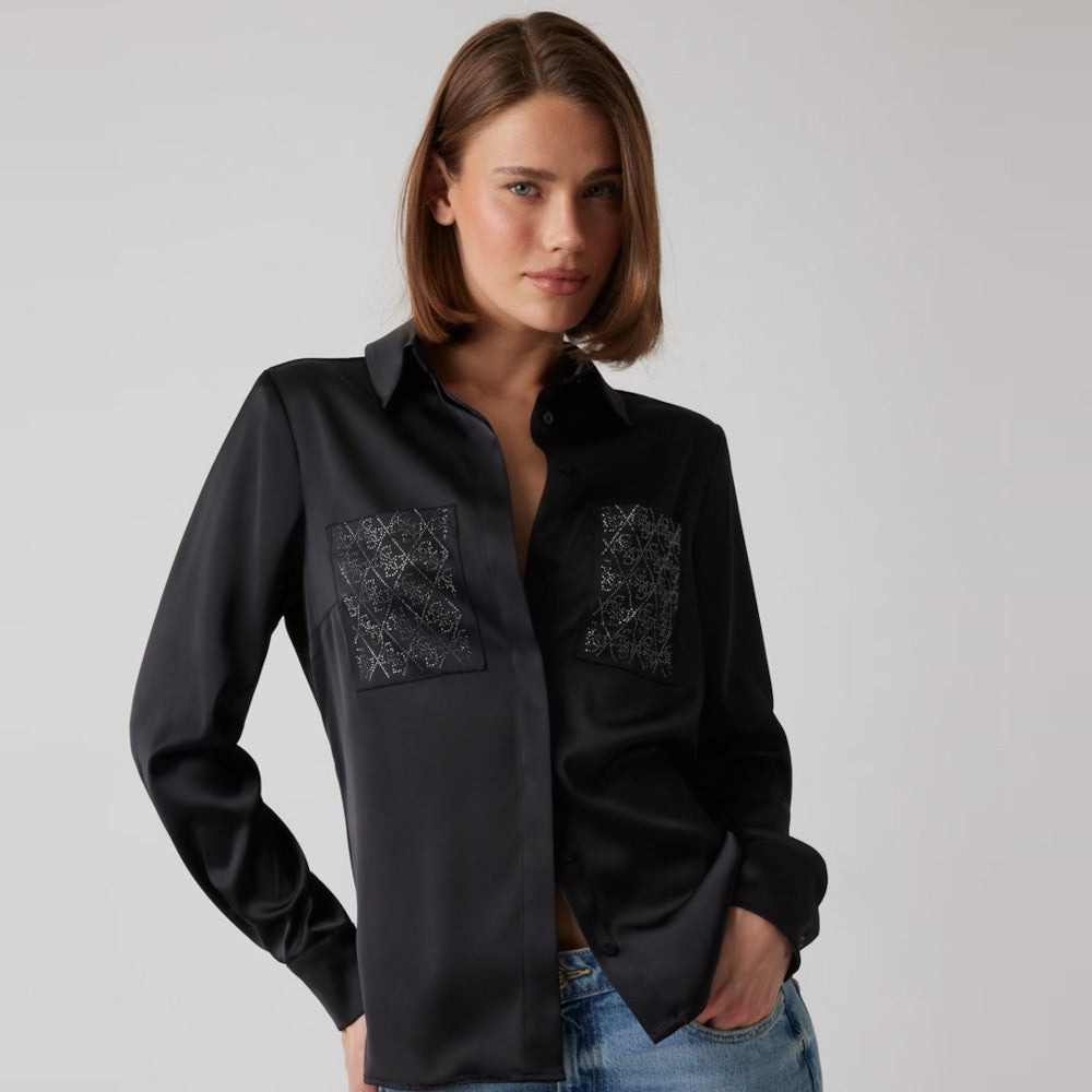 Këmishë Guess W5RH40WFQC2 JBLK