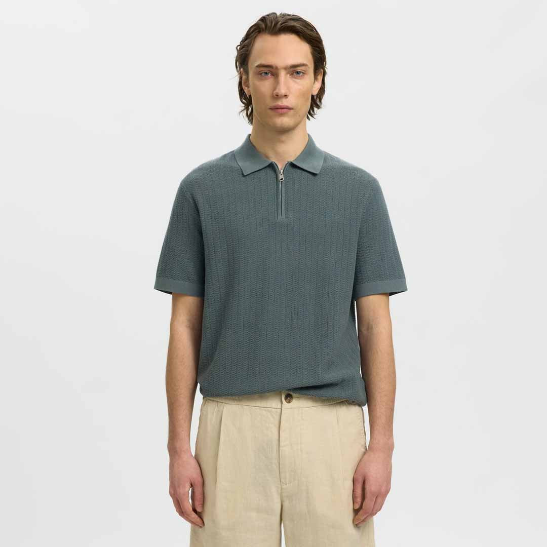 Maicë Selected SLMCRAN SS KNIT STRUCTURE ZIP POLO