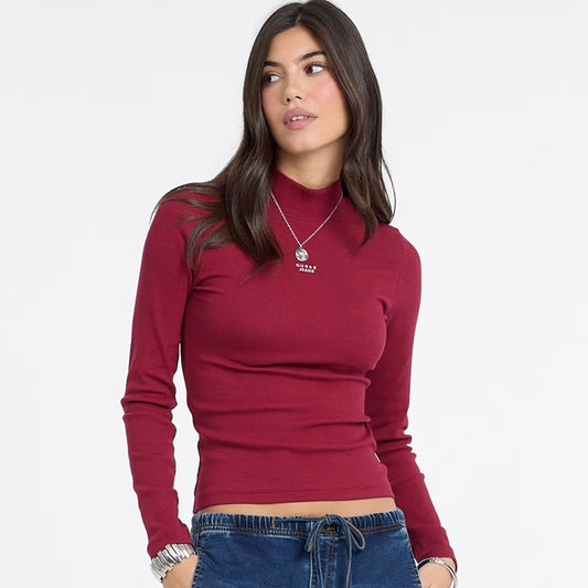 Bluzë GUESS JEANS GJ LS MOCK NECK EMBRO SLIM TOP