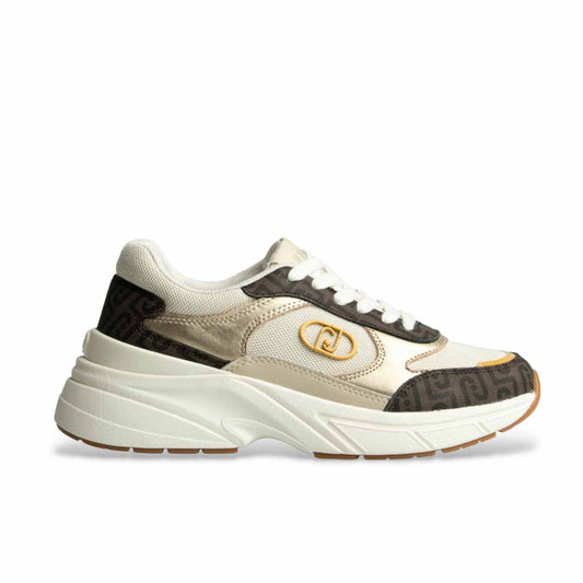 Patikë Liu Jo LJ01 01 - SNEAKER PRINTED LEATHER/CANV BROWN/NATURAL