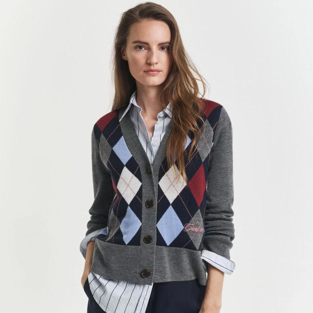 Bluzë GANT ARGYLE V-NECK CARDIGAN