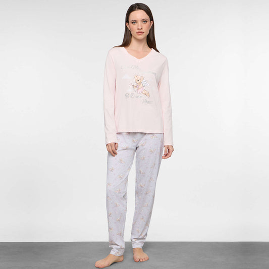 Pizhame Upim L/S PYJAMAS  ROSA/GRIGIO