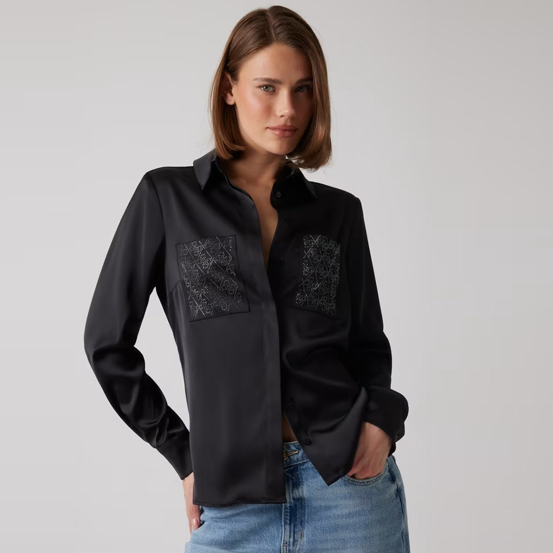 Këmishë Guess W5RH40WFQC2 JBLK