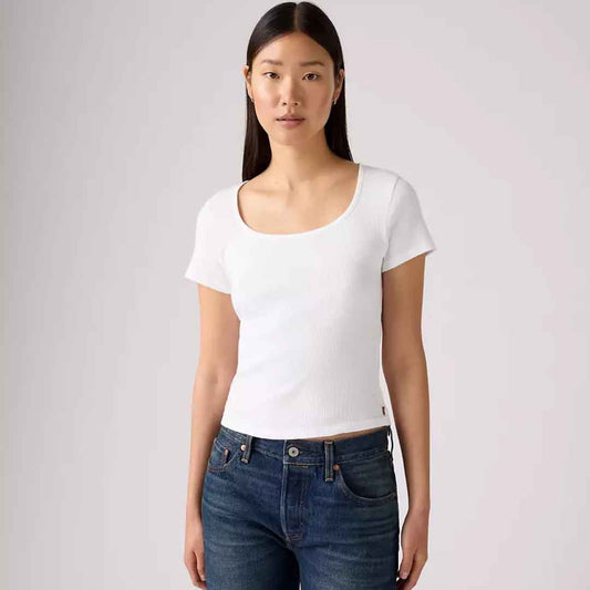 Maicë LEVIS ESSENTIAL SQRD NECK TEE BRIGHT WHITE