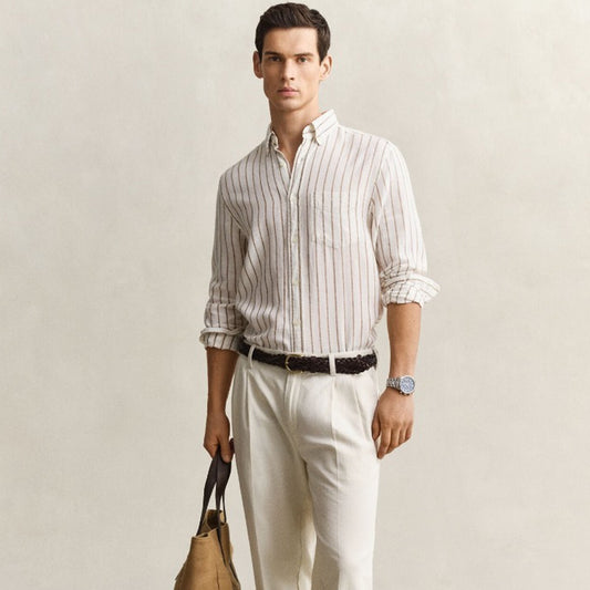Këmishë Gant REG LINEN VISCOSE STRIPE SHIRT