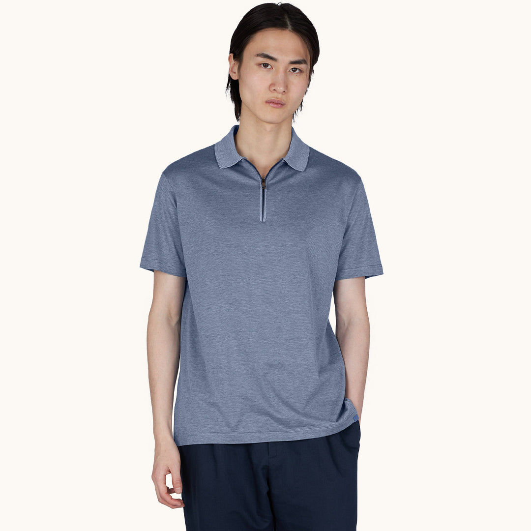 Maicë Paul & Shark COTTON SILK ZIP POLO SHIRT
