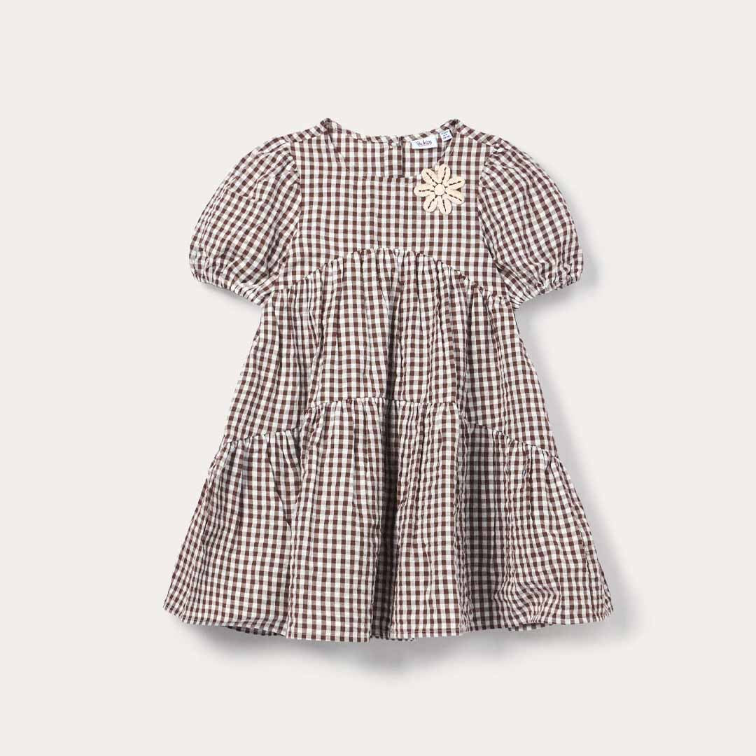 Fustan Blukids DRESS        MARRONE/BIAN