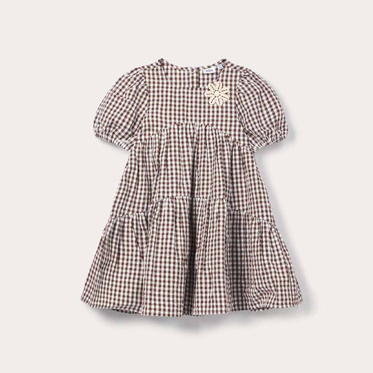 Fustan Blukids DRESS        MARRONE/BIAN
