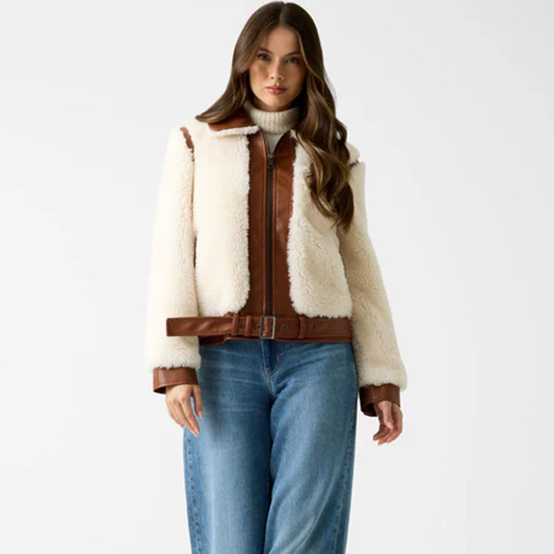 Jakne GUESS GIORDANA FAUX FUR PU
