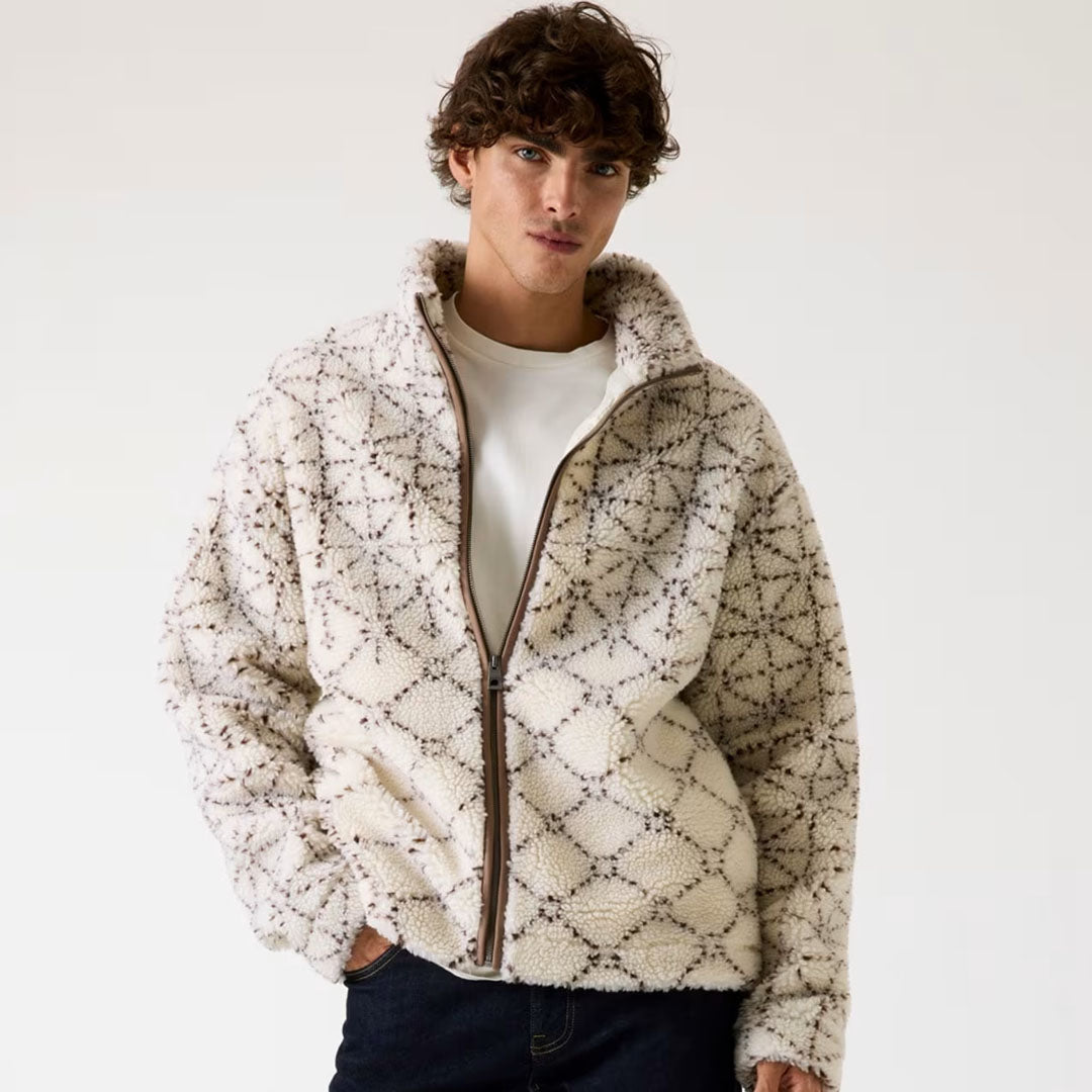 Jakne GUESS SOLDIER SHERPA JAQUARD ZIP UP