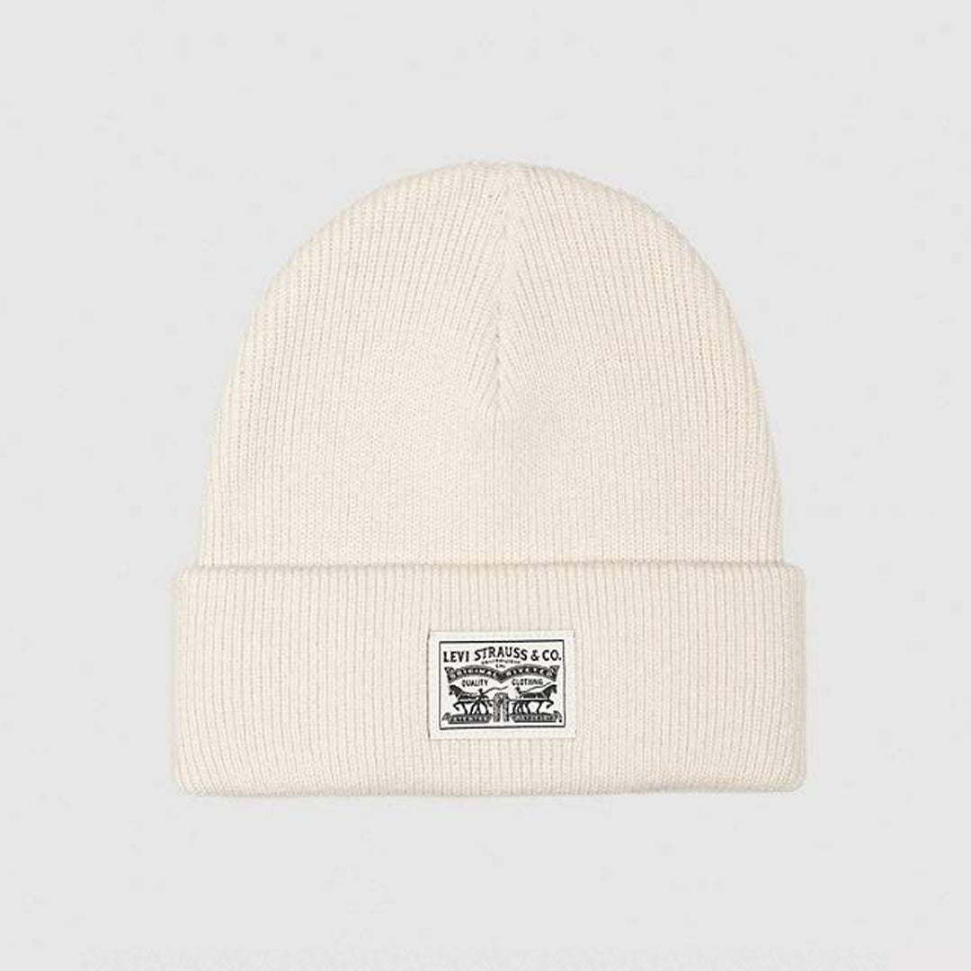 Kapelë LEVIS WOMENS BACKPATCH BEANIE WHITE SWAN
