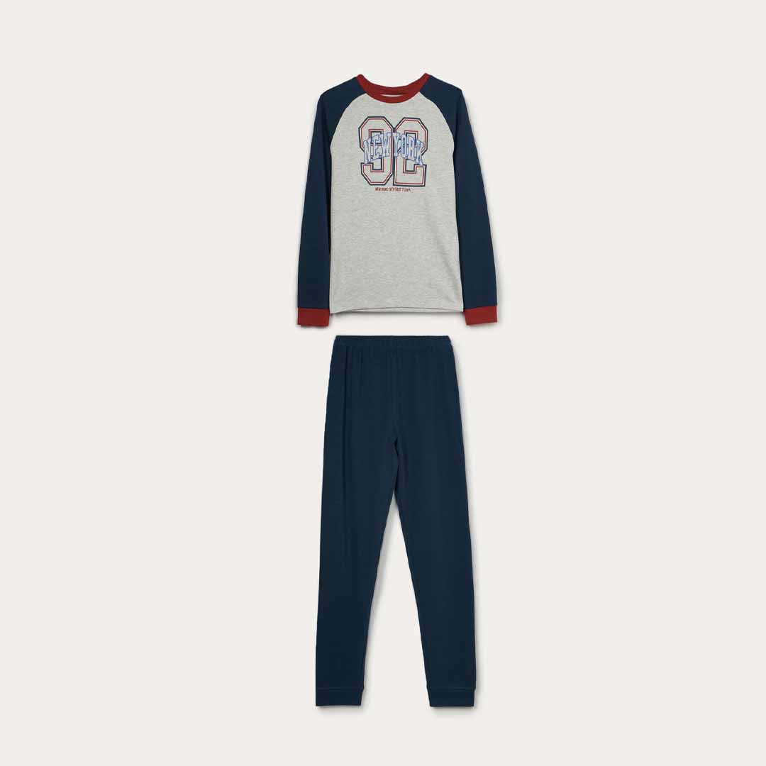 Pizhame Blukids LONG PYJAMA  GRIGIO/BLU