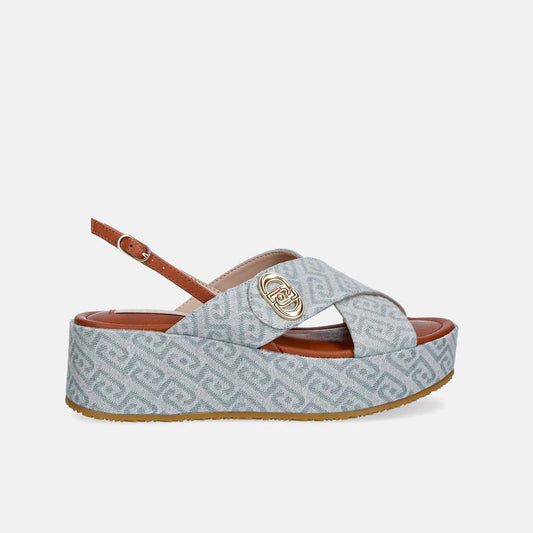 Sandale Liu Jo FLO 03 - SANDAL MONOGRAM DENIM LIGHT BLUE