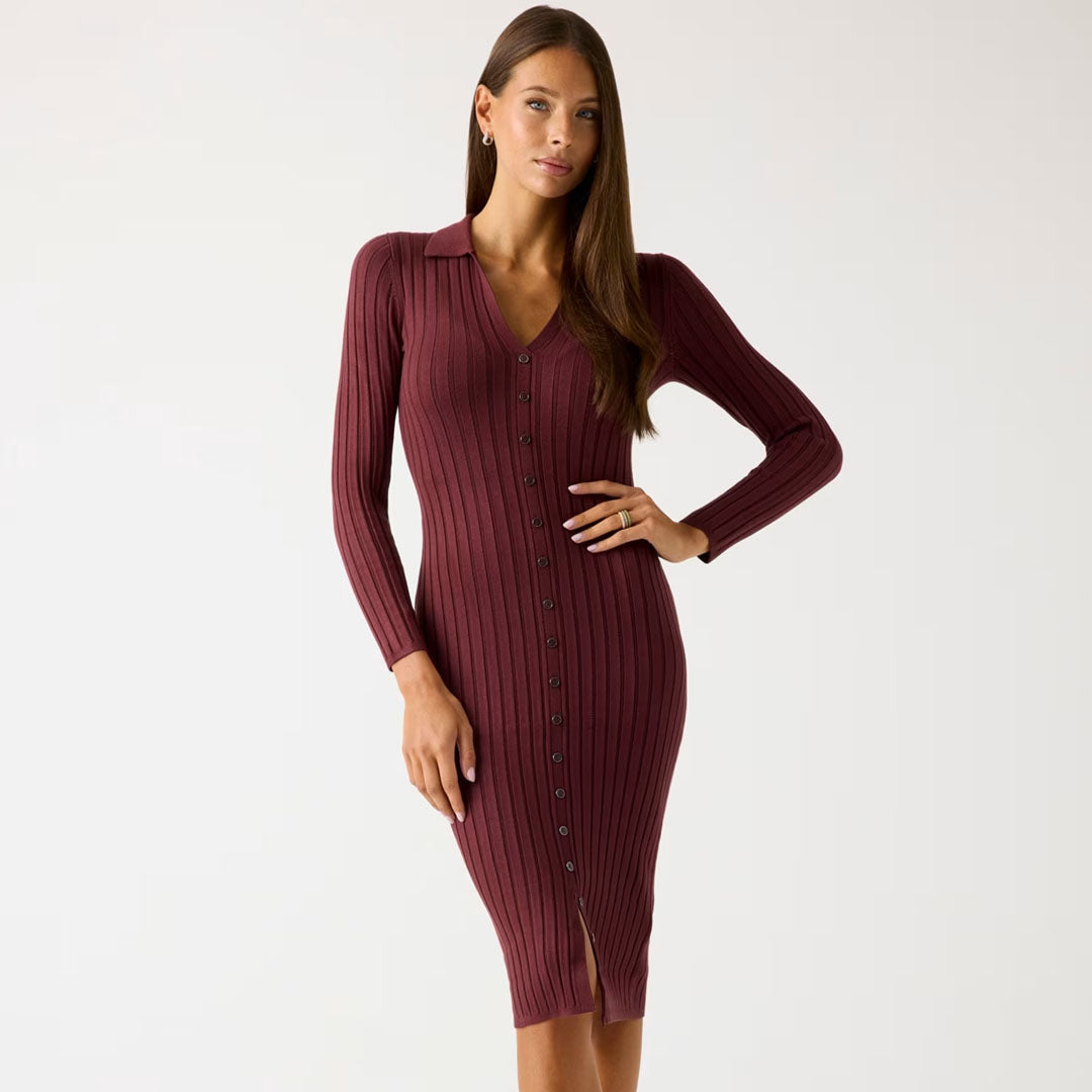 Fustan GUESS LS VN RIB MIRANDA SWTR DRS