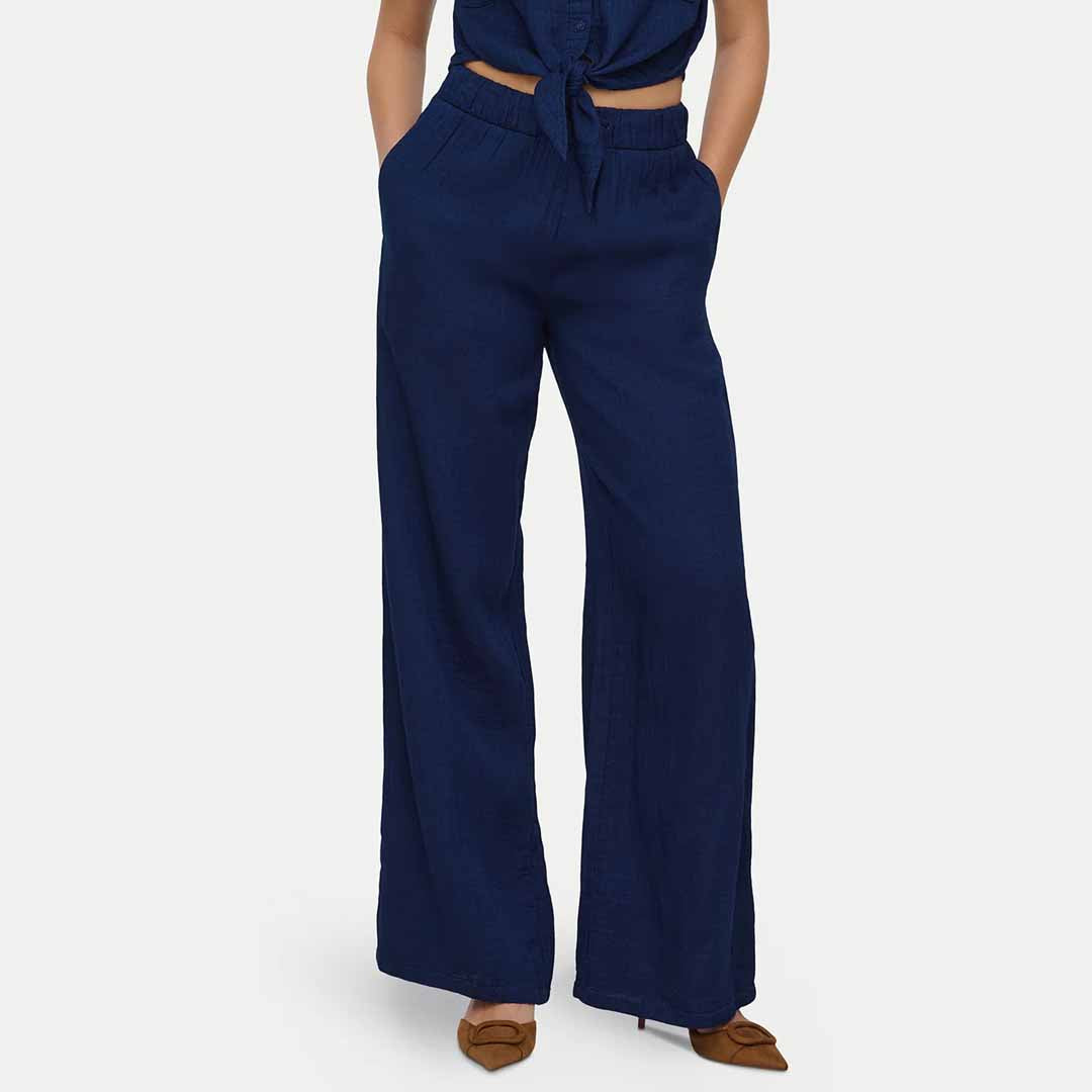 Pantallona Only ONLLEONI SEERSUCKER PULL UP PANTS