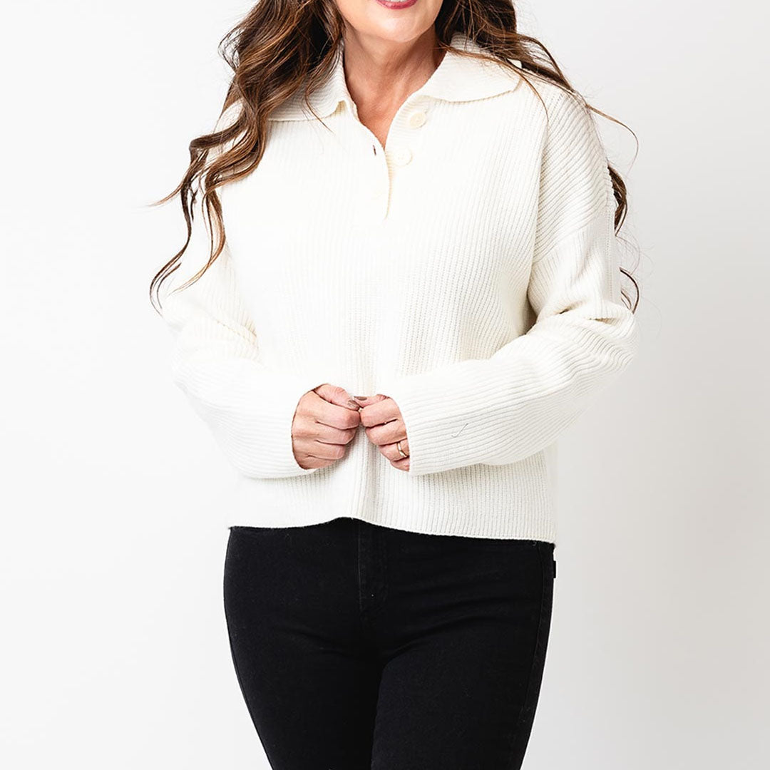 Bluzë VERO MODA VMLUNA LS POLONECK SHORT PULLOVER