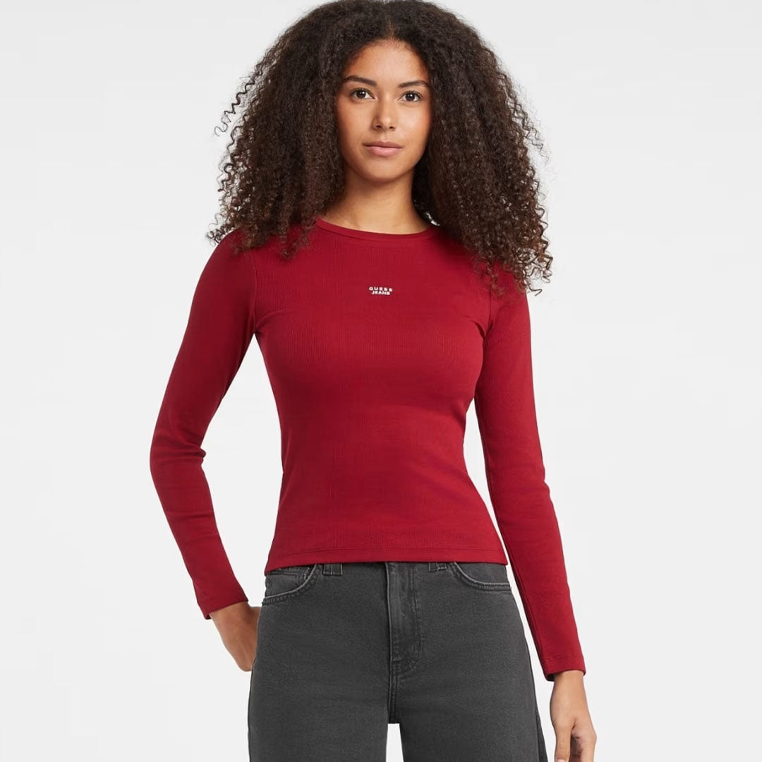 Bluzë GUESS JEANS GJ LS CN EMBRO SLIM TOP