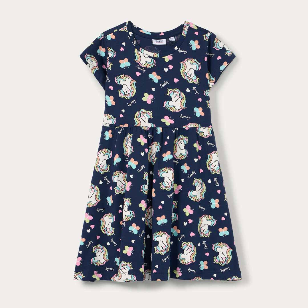 Fustan Blukids DRESS AOP    DARK BLUE