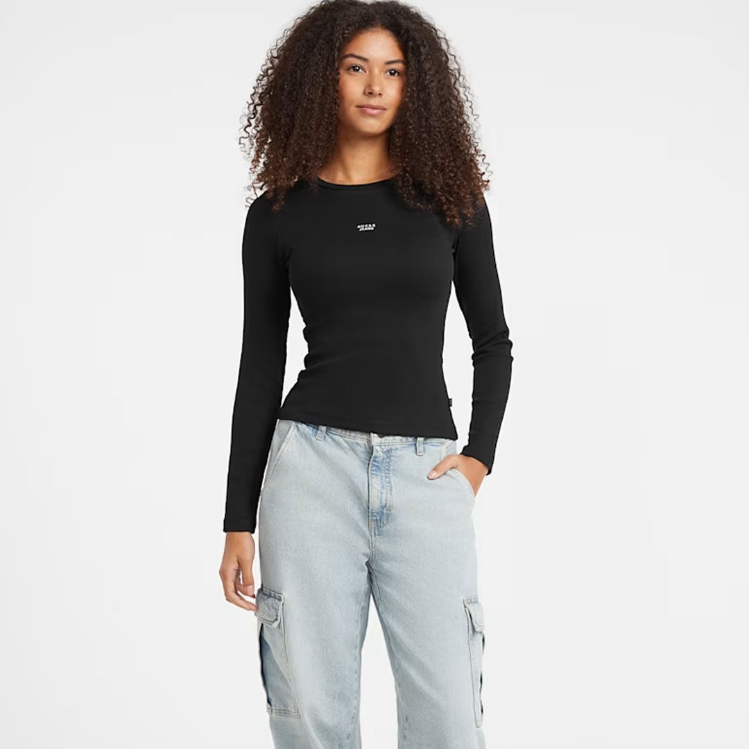 Bluzë GUESS JEANS GJ LS MOCK NECK EMBRO SLIM TOP