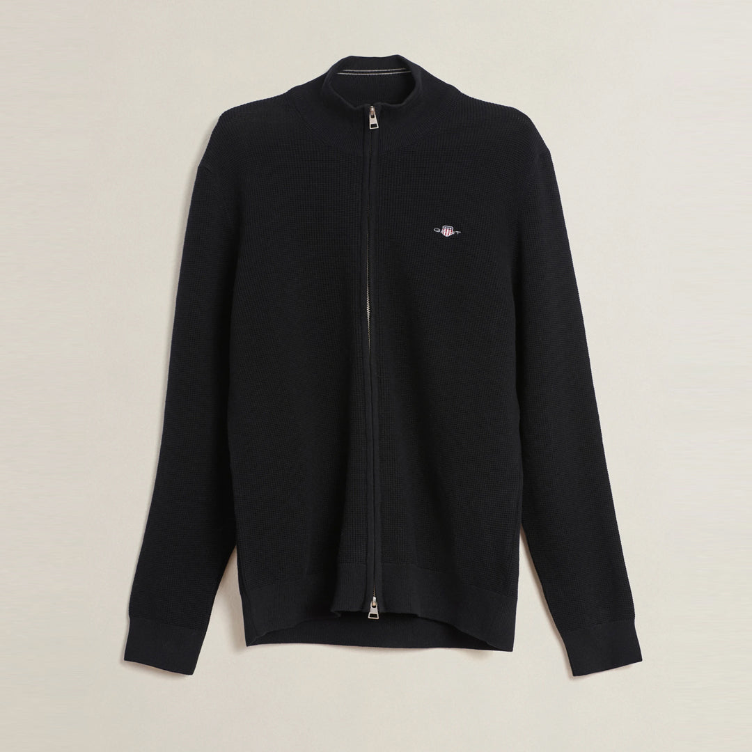 Duks Gant WAFFLE KNIT ZIP CARDIGAN