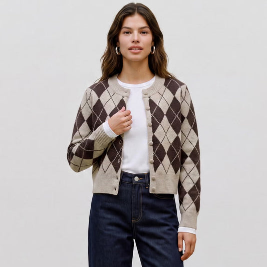 Xhemper Vero Moda VMHALO LS O-NECK ARGYLE CARDIGAN