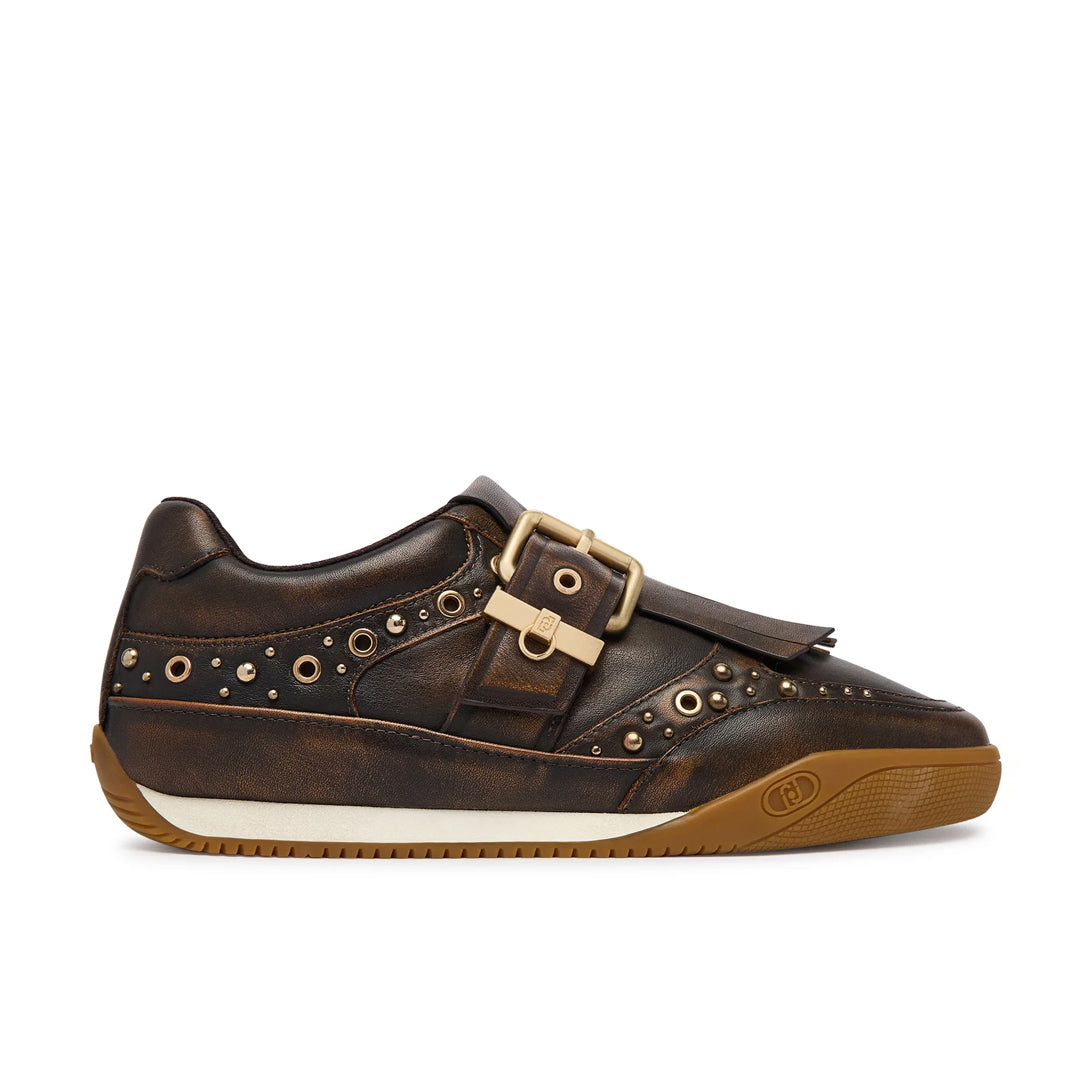 Patikë Liu Jo LEWIS 06 - SNEAKER DISTRESSED LEATHER BROWN