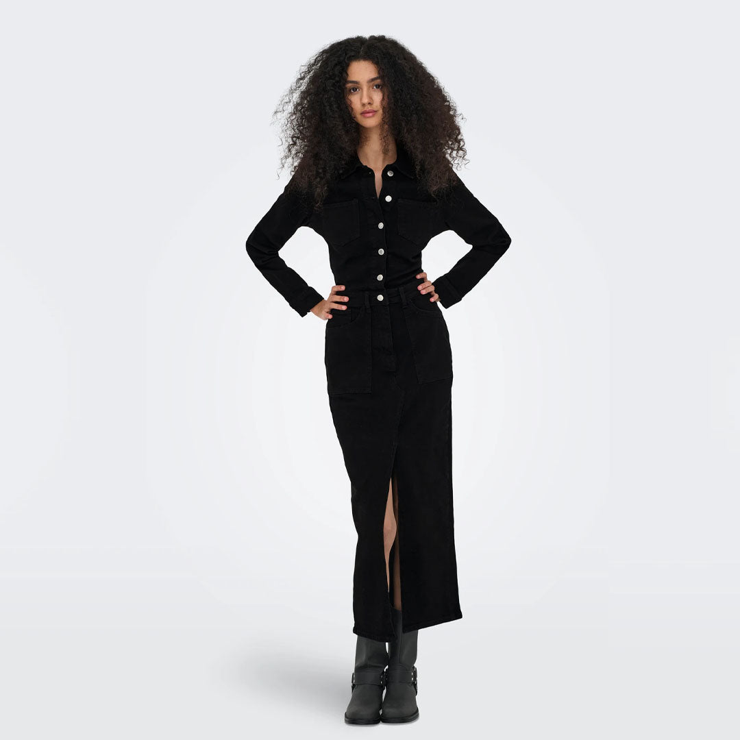 Fustan Only ONLPHILLY LS MAXI DNM DRESS AZG