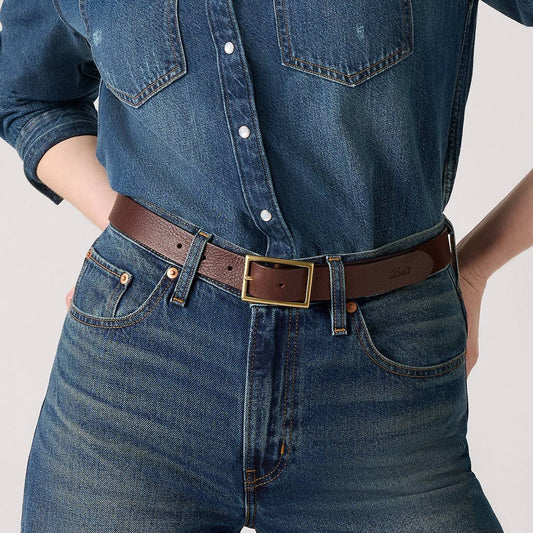 Rrip Levis RECTANGLE BUCKLE BELT LEATHER BROWN