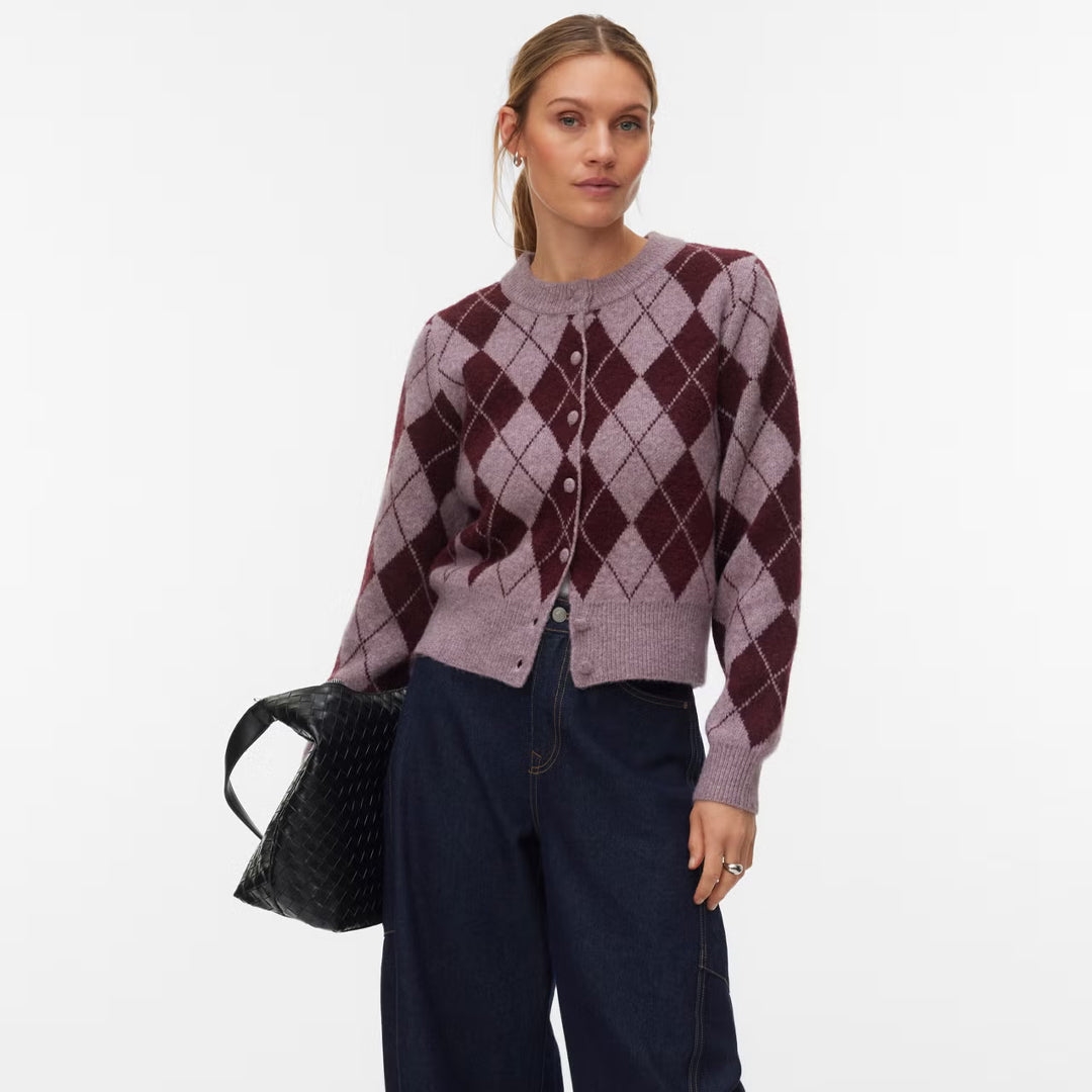Xhemper Vero Moda VMHALO LS O-NECK ARGYLE CARDIGAN
