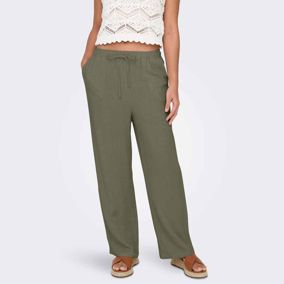 Pantallona Only ONLSIESTA MW PULL-UP LINEN BL PNT NOOS