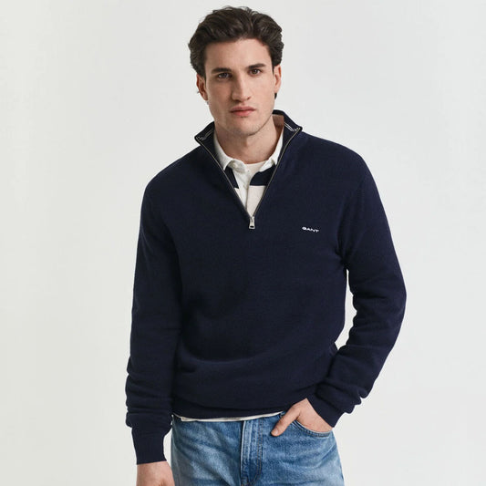 Bluzë GANT TEXTURED COTTON MERINO HALF ZIP