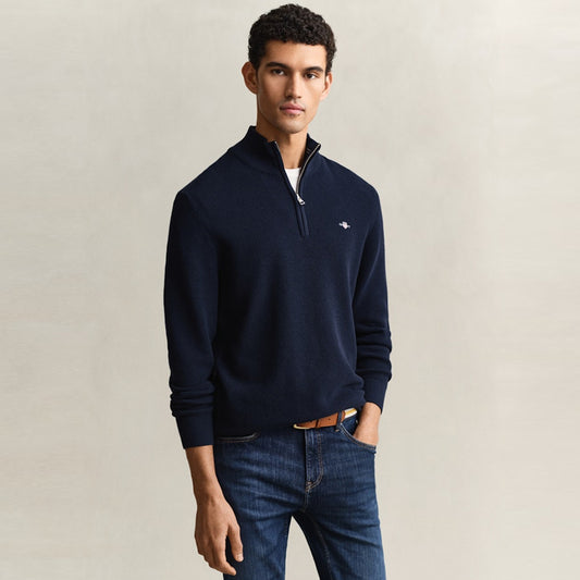 Duks Gant WAFFLE KNIT HALF-ZIP SWEATER