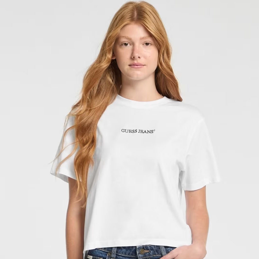 Maicë GUESS JEANS GJ SS CN BOXY EMBRO LOGO TEE