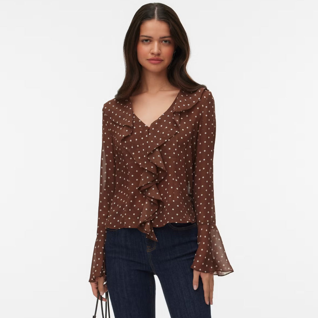 Bluzë Vero Moda VMWILLOW LS FRILL TOP WVN LCS