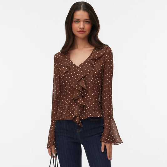 Bluzë Vero Moda VMWILLOW LS FRILL TOP WVN LCS