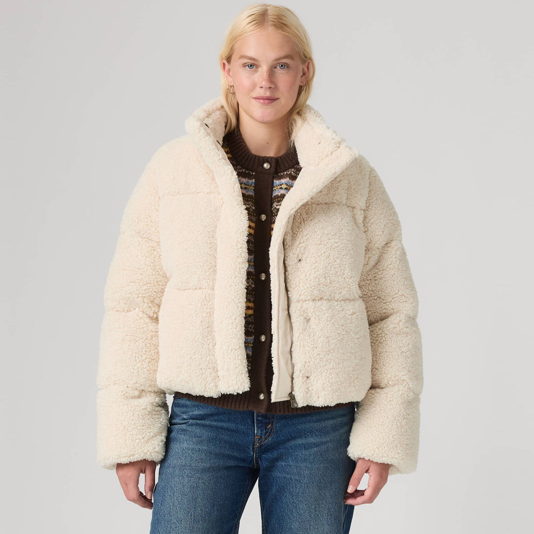 Jakne Levis BRYNN CROP PUFFER NOVELTY WHITE SWAN